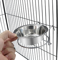 Pet Bowl Stainless Steel Hanging Food Water Bowls Bird Cage Feeder for Birds, Parrots, Small Sized Dogs and Cats (S) - BIG FRENCHIES