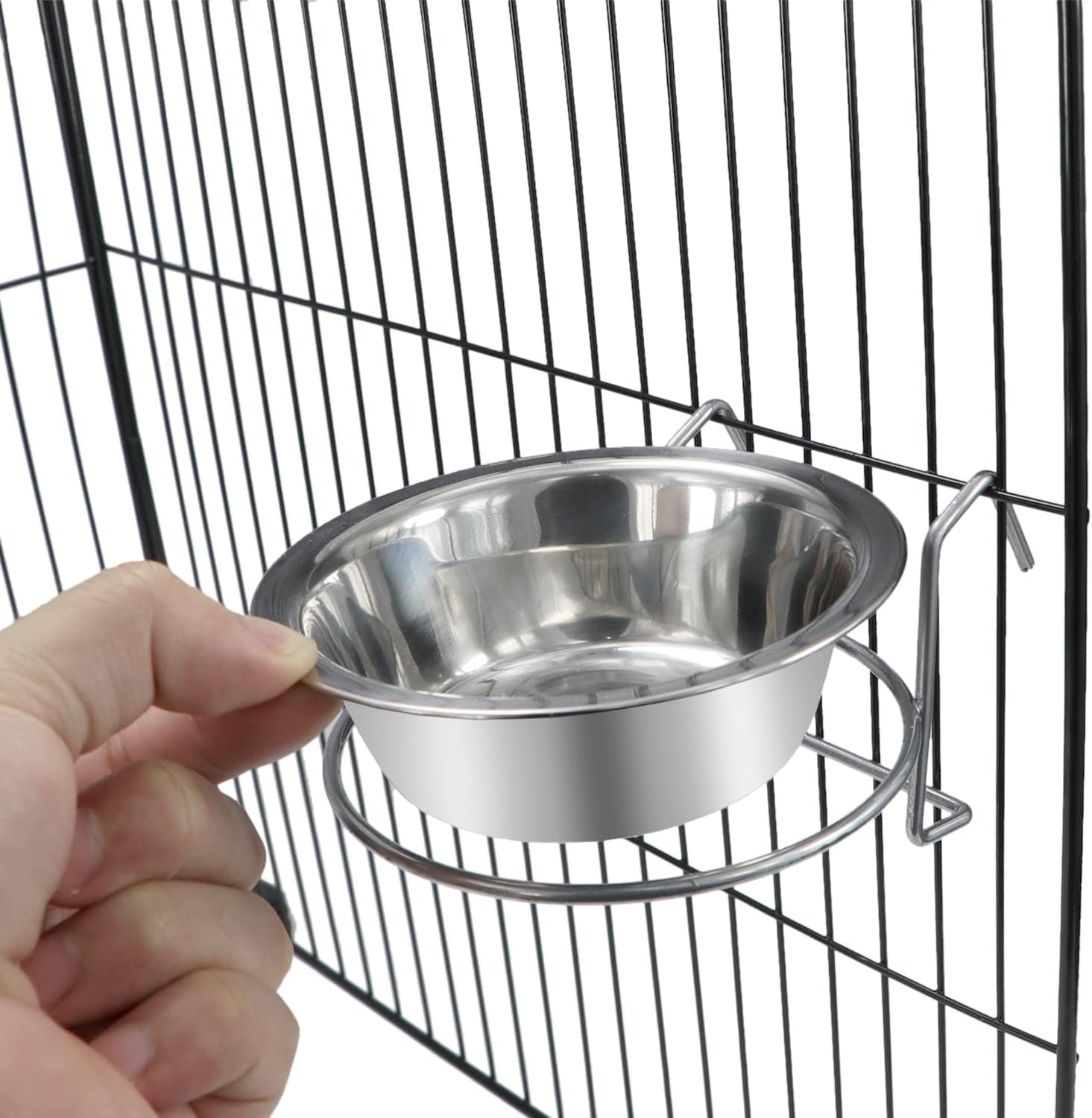 Pet Bowl Stainless Steel Hanging Food Water Bowls Bird Cage Feeder for Birds, Parrots, Small Sized Dogs and Cats (S) - BIG FRENCHIES