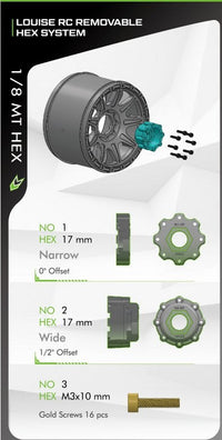 Louise RC MT-Rock Sport Compound 1/8 3.8 Monster Truck MFT Belted Tires, 0" & 1/2" Offset, LT3277X
