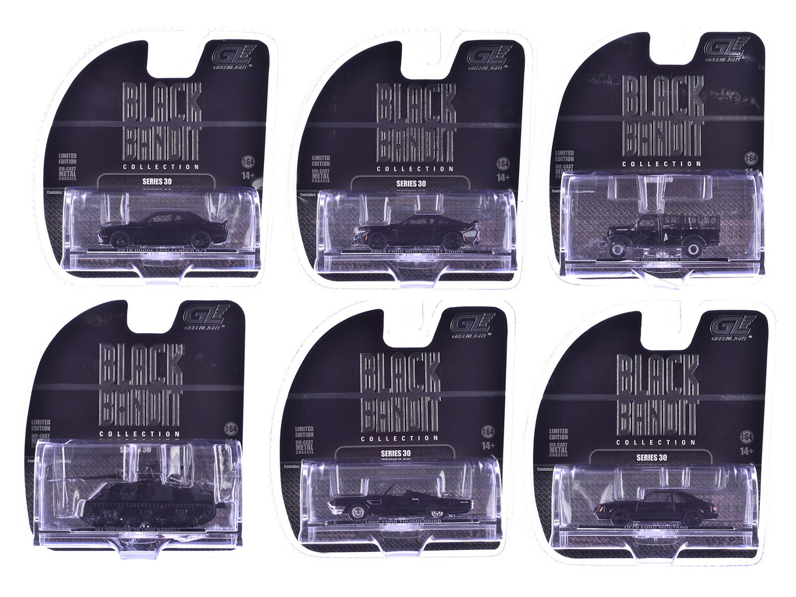 "Black Bandit" 6 piece Set Series 30 1/64 Diecast Model Cars by Greenlight  free shipping USA