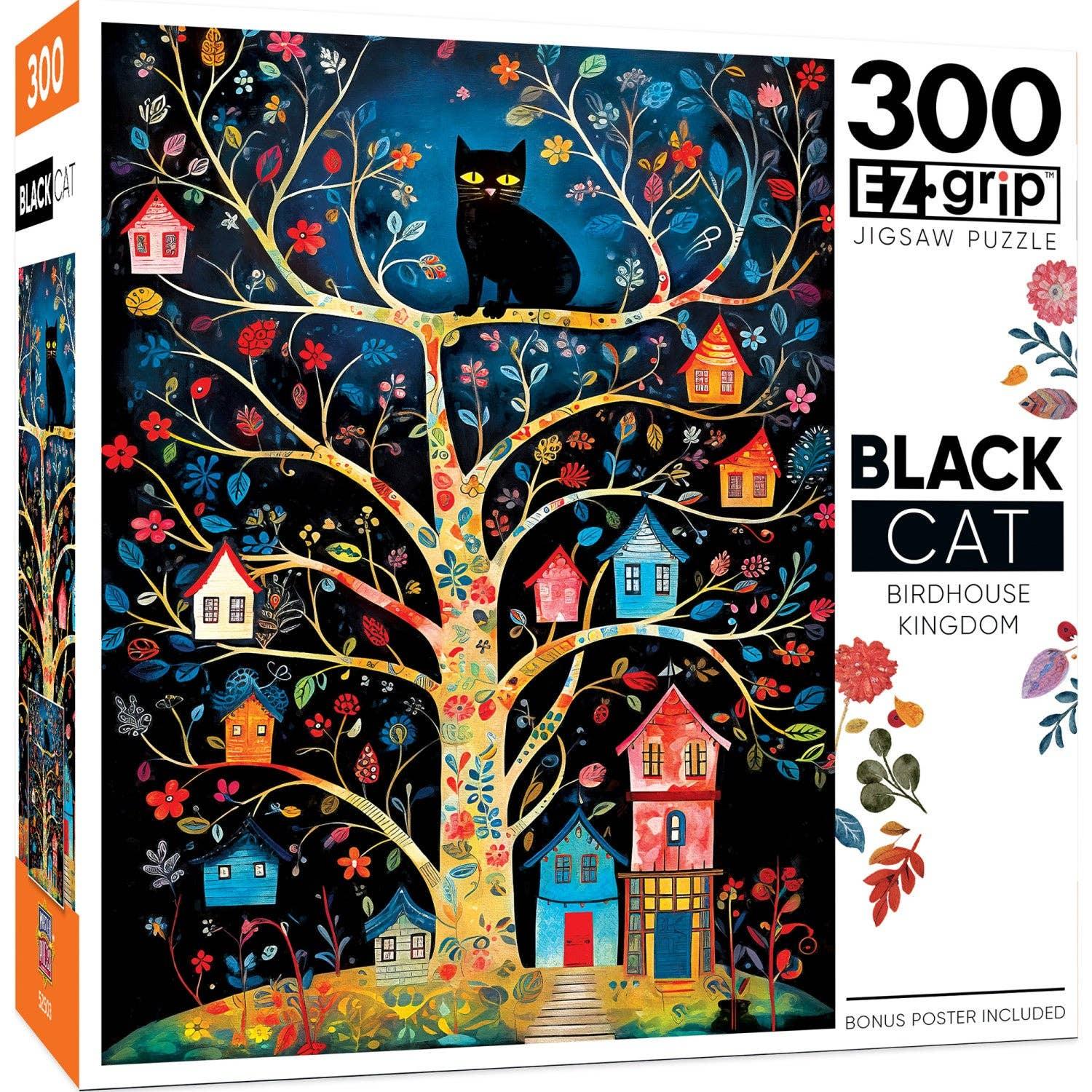 Black Cats - Birdhouse Kingdom 300 Piece EZ Grip Jigsaw Puzzle by Masterpieces Puzzles - BIG FRENCHIES