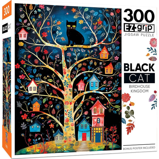 Black Cats - Birdhouse Kingdom 300 Piece EZ Grip Jigsaw Puzzle by Masterpieces Puzzles - BIG FRENCHIES