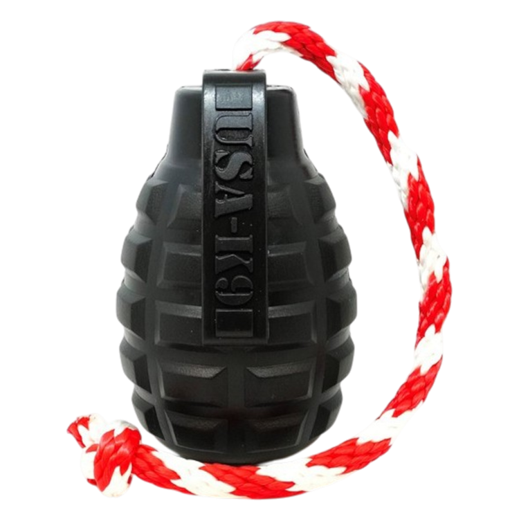 USA-K9 Magnum Grenade - Black Magnum Rubber Chew Toy for Extreme Chewers | USA Made - BIG FRENCHIES