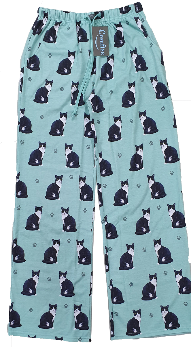 Cat (Black & White) Pajama Bottoms - Unisex