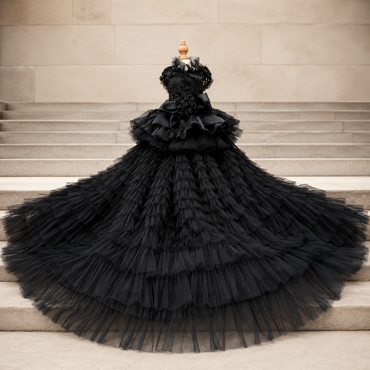 Luxury Black Dog Wedding Dress Detachable Train Gothic Bridal Gown Handmade Couture Pet Wedding Dress Formal Black Princess Gown