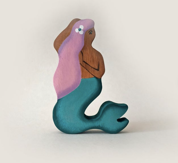 Wooden Mermaid Figure