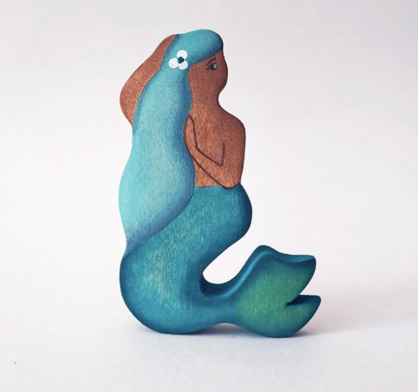 Wooden Mermaid Figure