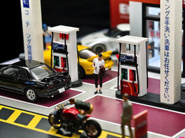 Eneos Japan Gas Station Diorama Set "American Diorama X G-Fans" Series for 1/64 Scale Models by American Diorama