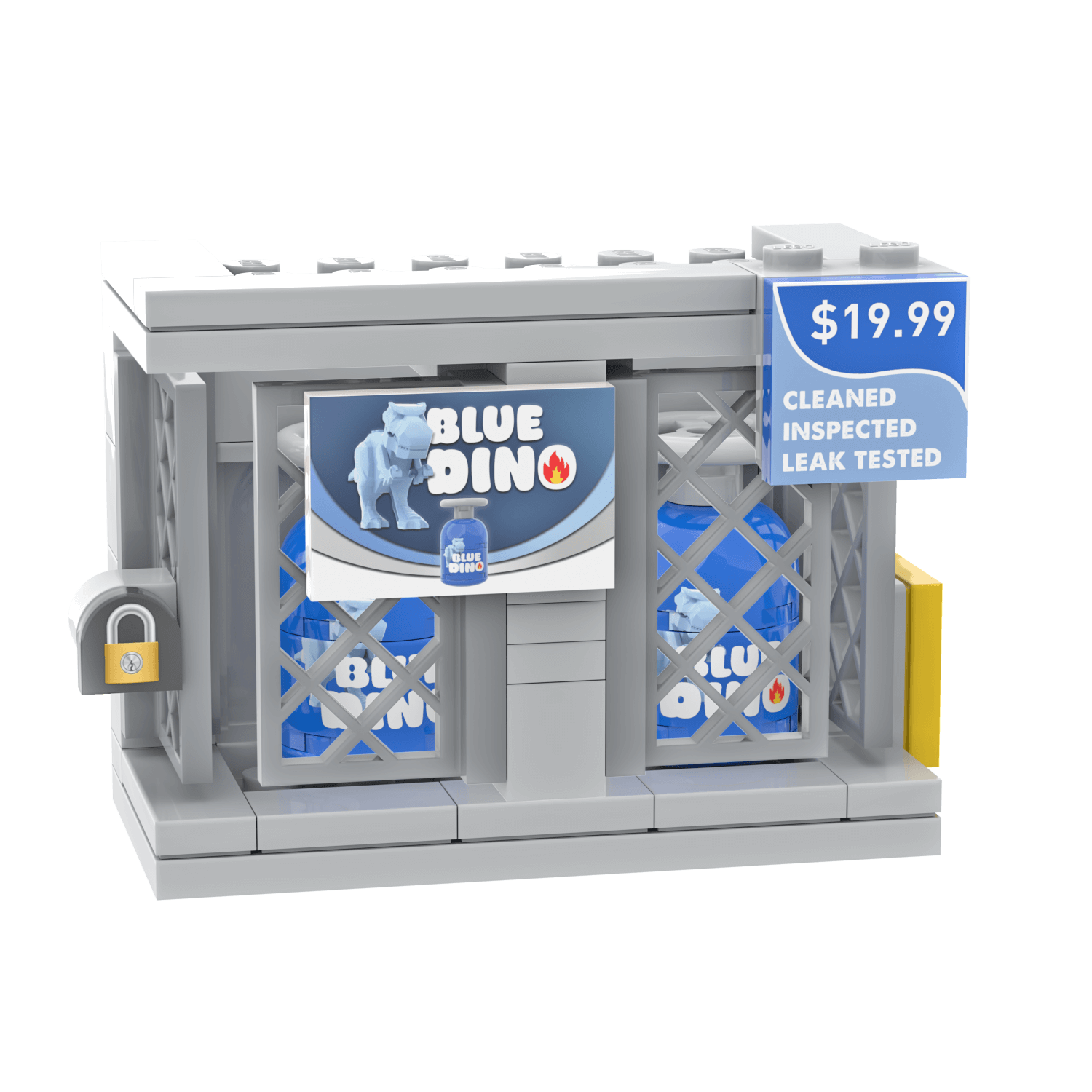 “Blue Dino” Propane Exchange - Gas Station - Minifig Scale Custom Set - Made Using LEGO® Parts