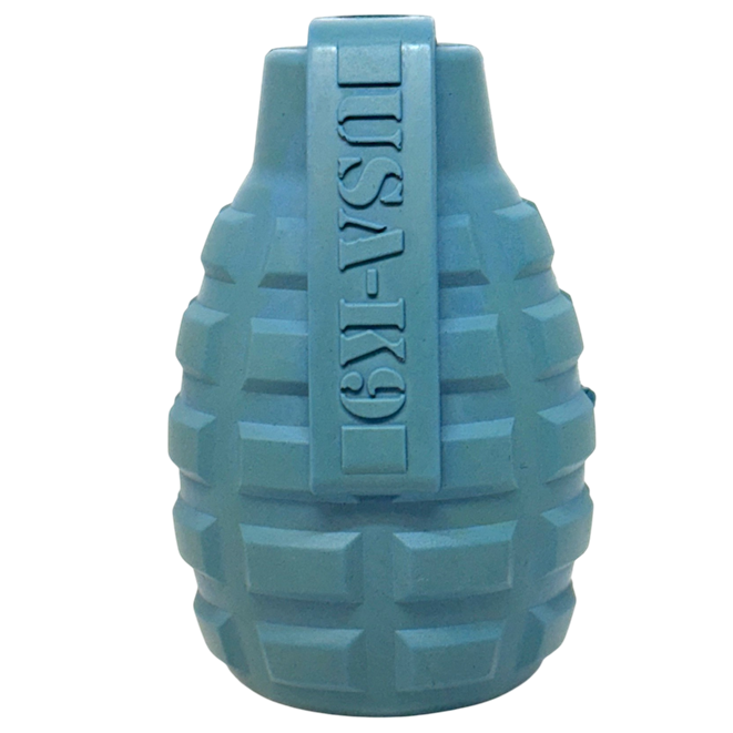 USA-K9 Grenade Rubber Dog Chew Toy | K9 Handler Reward Toy | Red & Blue | USA Made - BIG FRENCHIES