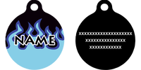 Blue Flames HD Dog ID Tag