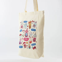 Cream Boba Tote – Canvas Bag with Enamel Pin & Keychain Gift