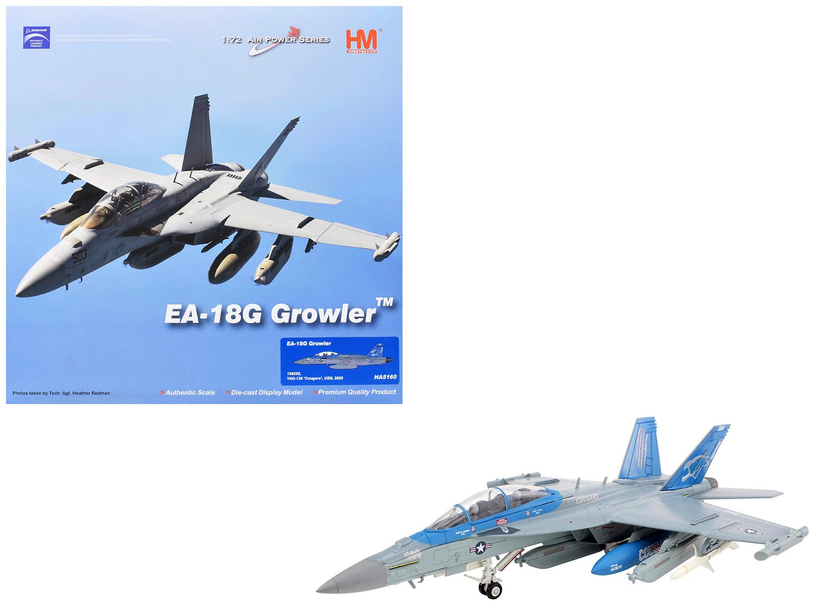 Boeing EA-18G Growler Aircraft "168256 VAQ-139 Cougars" (2025) United States Navy "Air Power Series" 1/72 Diecast Model by Hobby Master  free shipping USA