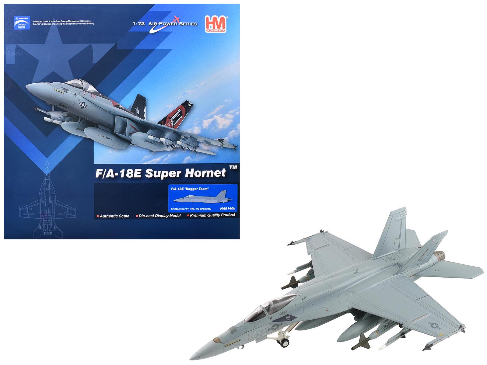 Boeing F/A-18E Super Hornet Fighter Aircraft "Dagger Team (with decals)" United States Navy "Air Power Series" 1/72 Diecast Model by Hobby Master  free shipping USA