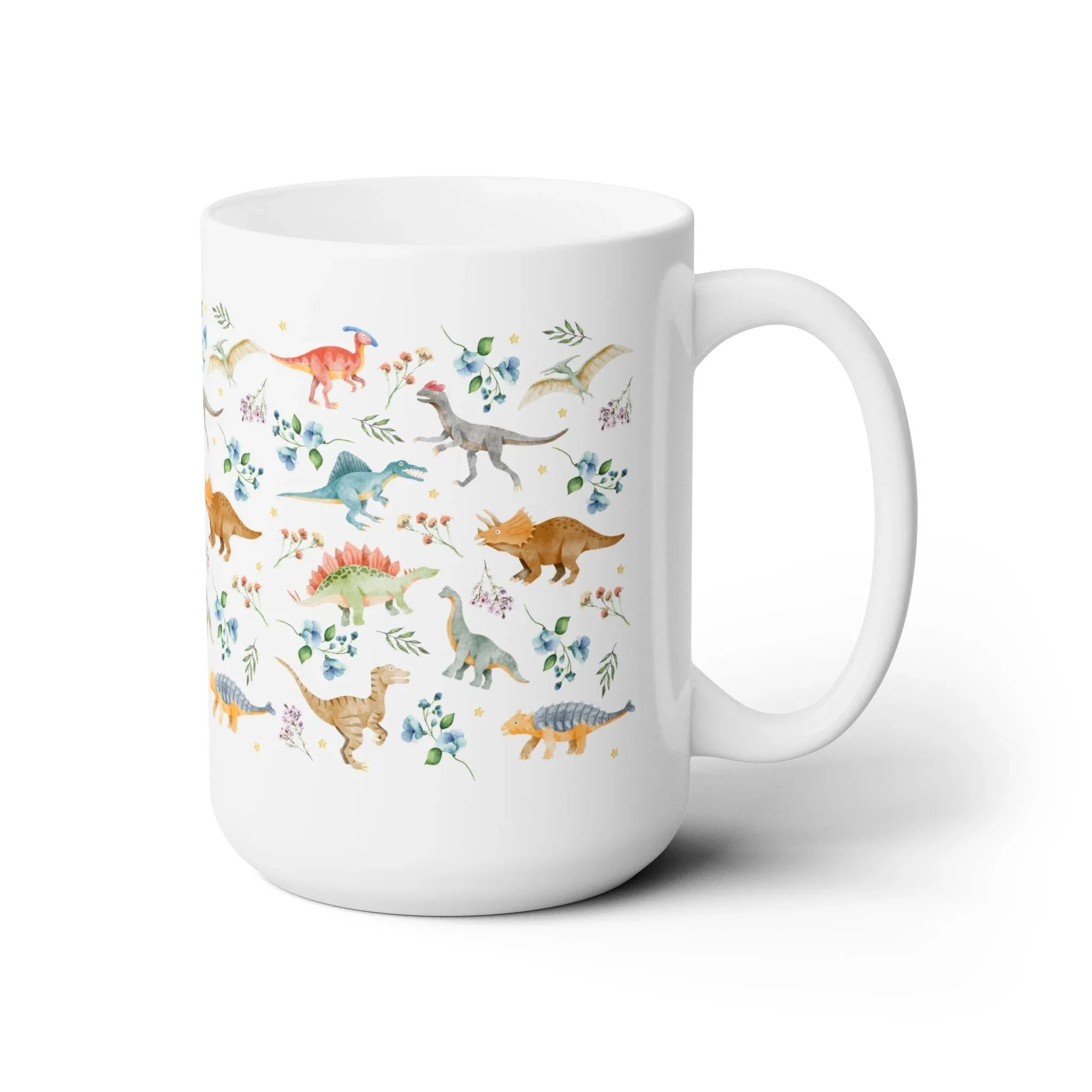 Boho Floral Dinosaur Mug with Stars - BIG FRENCHIES