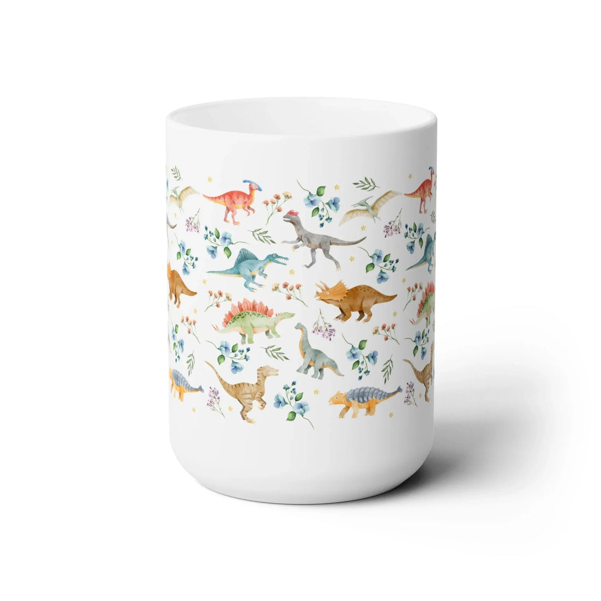 Boho Floral Dinosaur Mug with Stars - BIG FRENCHIES