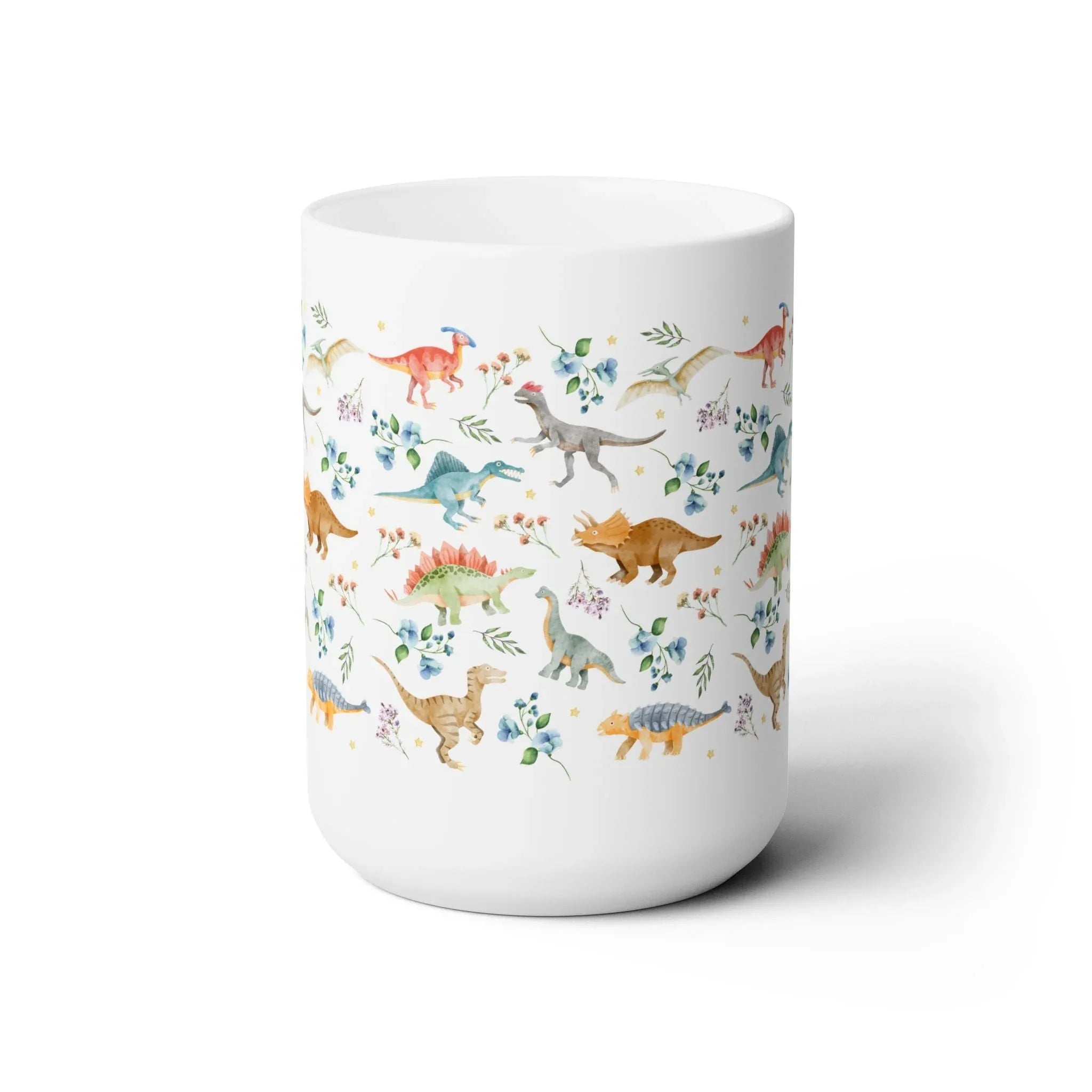 Boho Floral Dinosaur Mug with Stars - BIG FRENCHIES