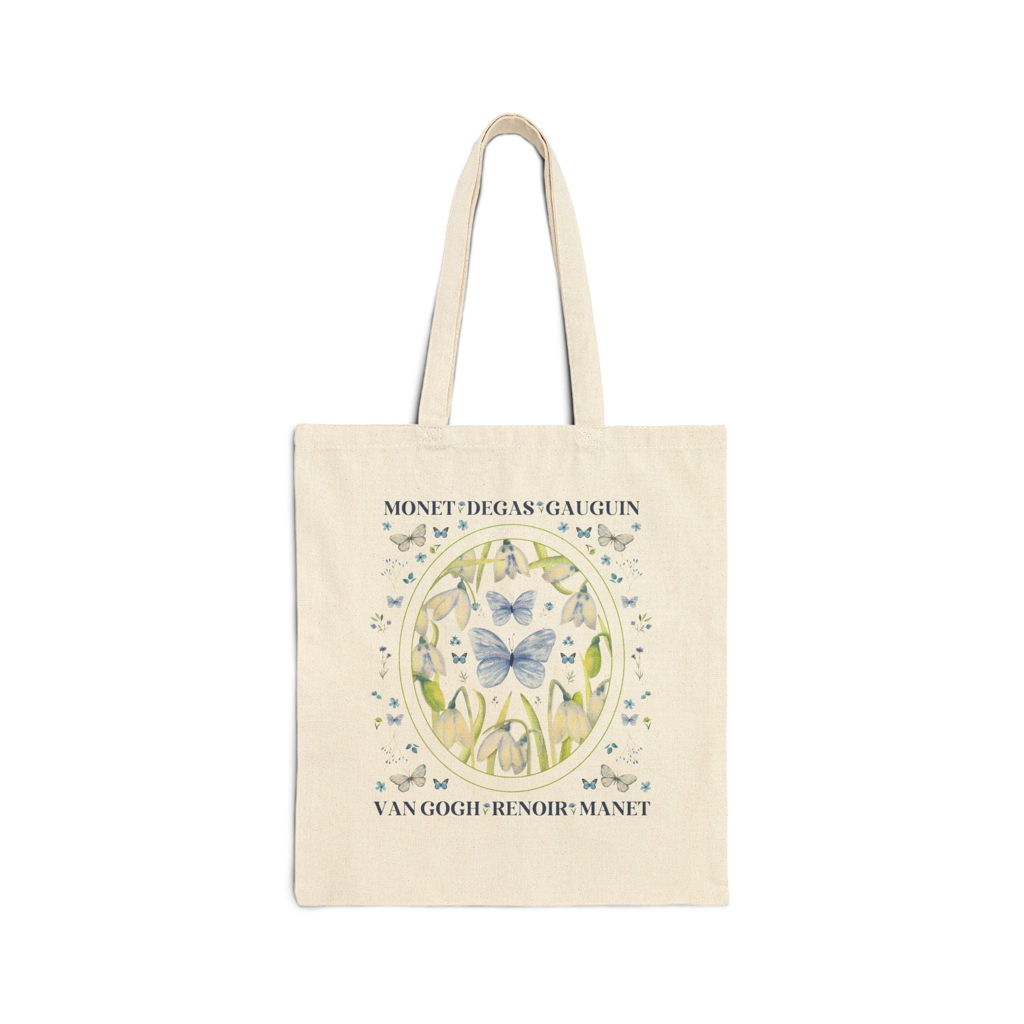 Boho Impressionist Artists Tote Bag with Whimsigoth Flowers and Boho Butterflies - BIG FRENCHIES