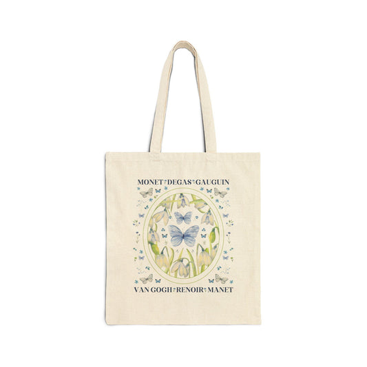 Boho Impressionist Artists Tote Bag with Whimsigoth Flowers and Boho Butterflies - BIG FRENCHIES