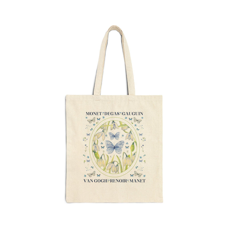 Boho Impressionist Artists Tote Bag with Whimsigoth Flowers and Boho Butterflies - BIG FRENCHIES