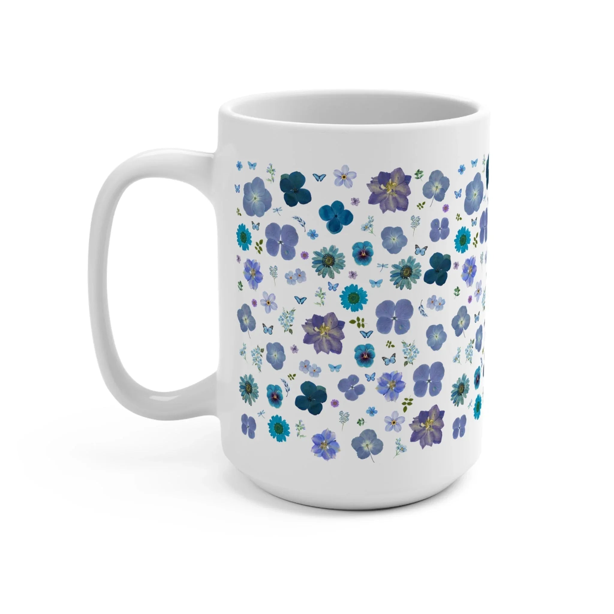 Boho Pressed Flowers Mug: Blue - BIG FRENCHIES