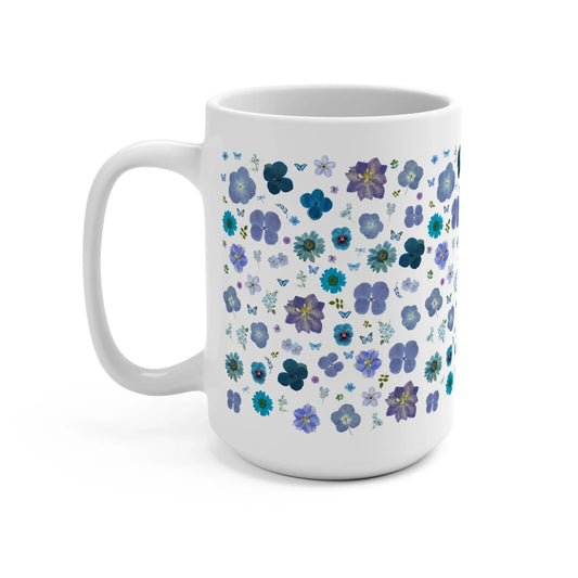 Boho Pressed Flowers Mug: Blue - BIG FRENCHIES
