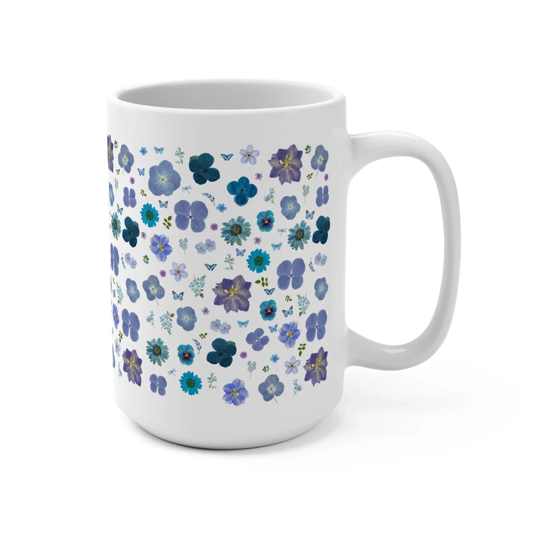Boho Pressed Flowers Mug: Blue - BIG FRENCHIES