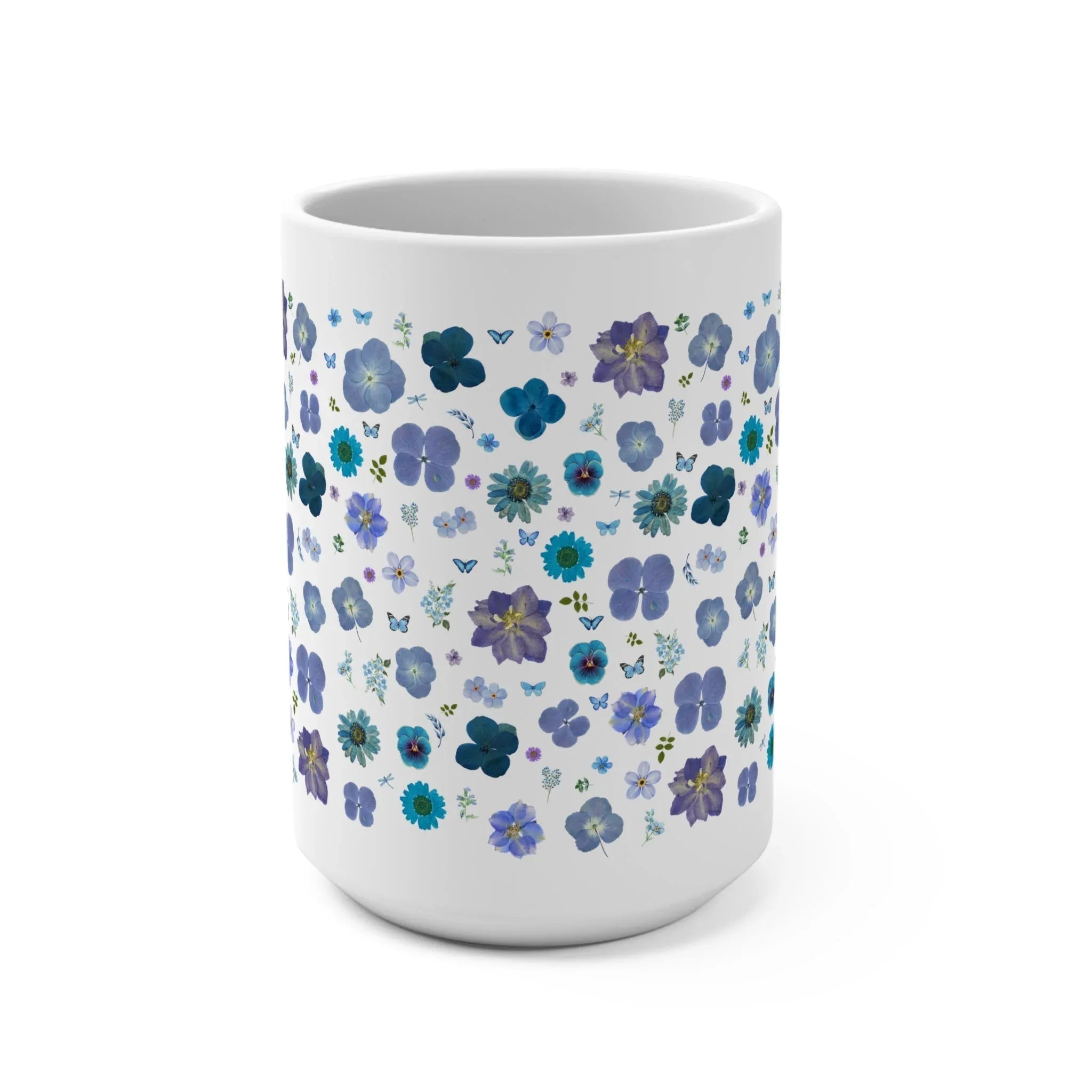 Boho Pressed Flowers Mug: Blue - BIG FRENCHIES