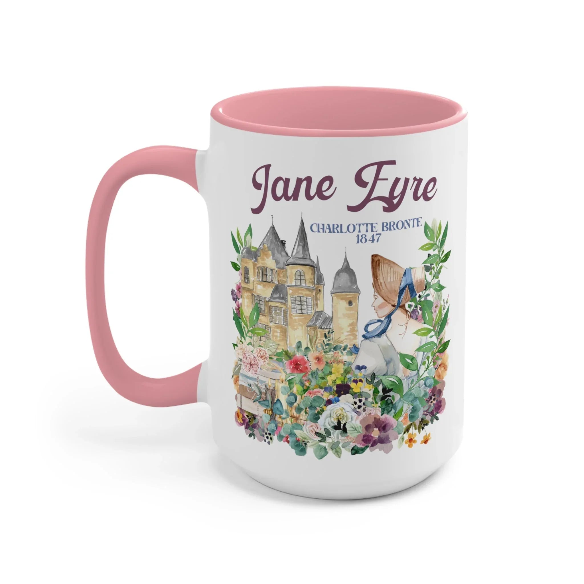 Bookish Classic Literature Coffee Mug: Jane Eyre by Charlotte Bronte | 15 Oz Floral Boho Style Coffee Mug - BIG FRENCHIES