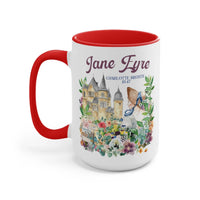 Bookish Classic Literature Coffee Mug: Jane Eyre by Charlotte Bronte | 15 Oz Floral Boho Style Coffee Mug - BIG FRENCHIES