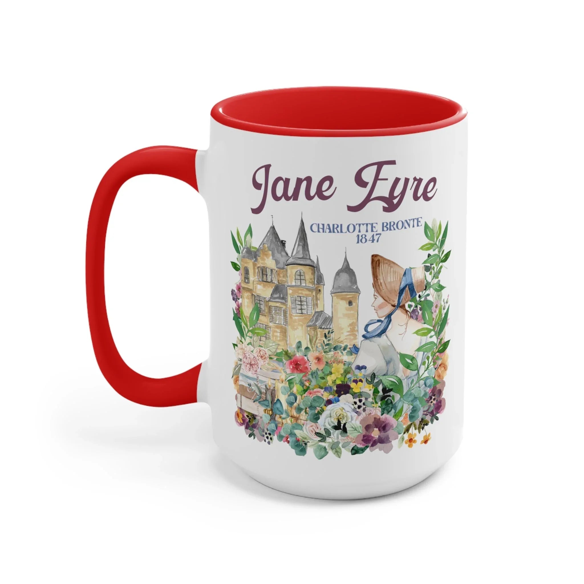 Bookish Classic Literature Coffee Mug: Jane Eyre by Charlotte Bronte | 15 Oz Floral Boho Style Coffee Mug - BIG FRENCHIES
