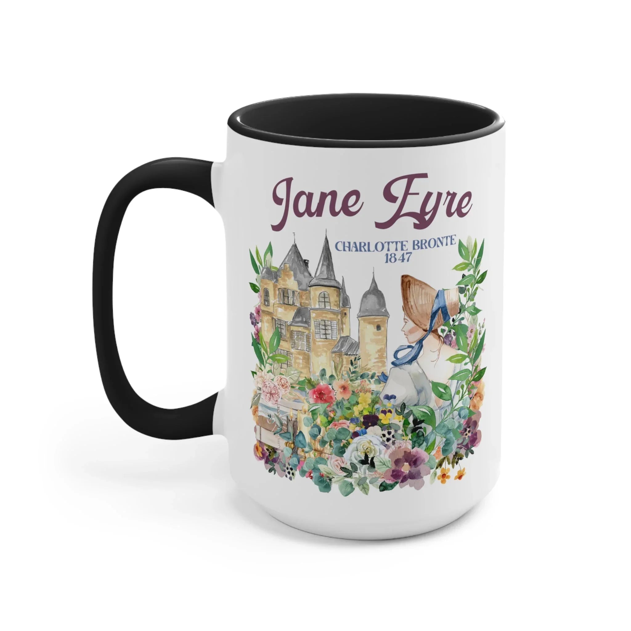 Bookish Classic Literature Coffee Mug: Jane Eyre by Charlotte Bronte | 15 Oz Floral Boho Style Coffee Mug - BIG FRENCHIES