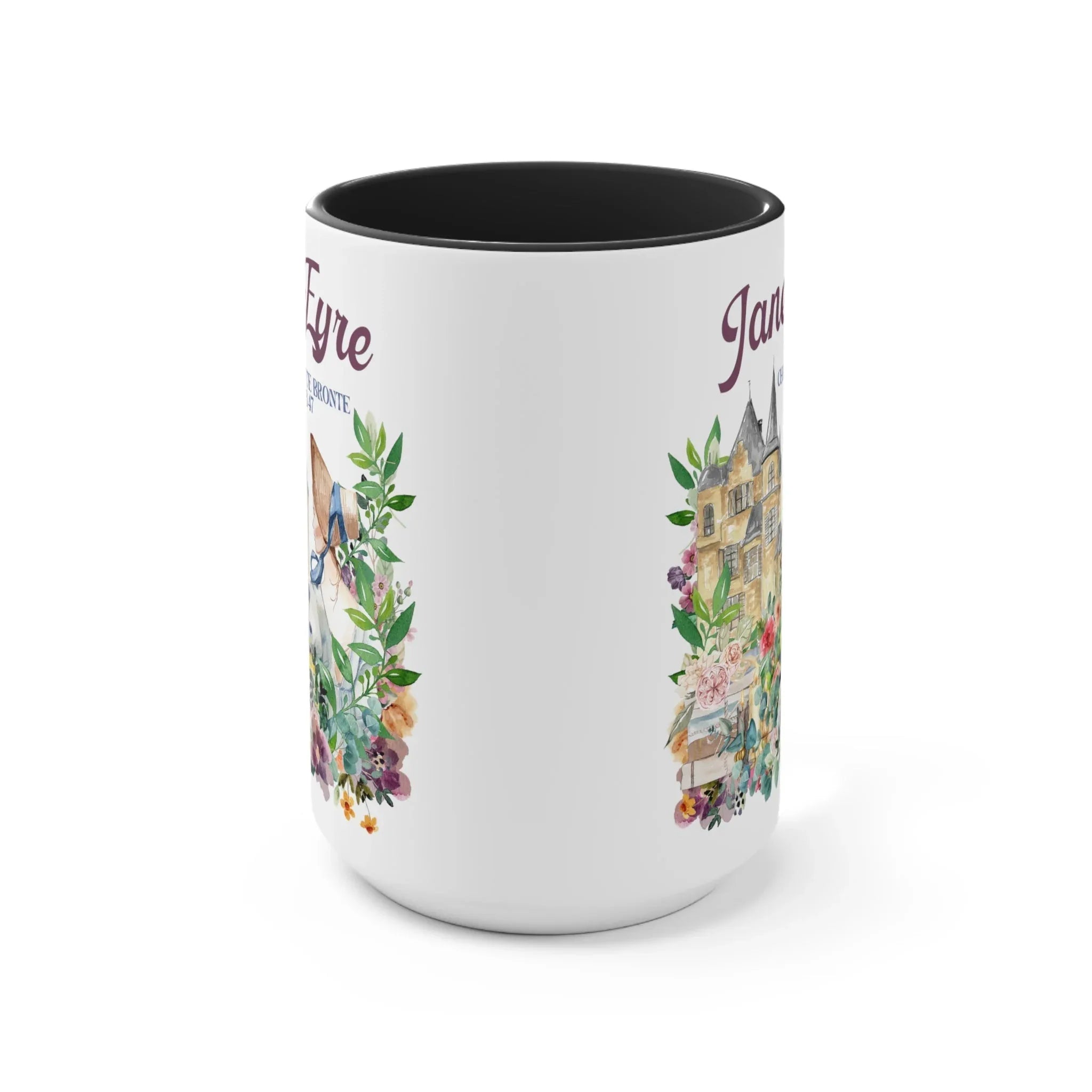Bookish Classic Literature Coffee Mug: Jane Eyre by Charlotte Bronte | 15 Oz Floral Boho Style Coffee Mug - BIG FRENCHIES