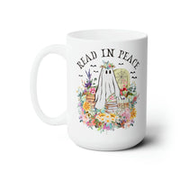 Bookish Floral Ghost Coffee Mug for Halloween: 15 Oz Coffee Cup for Reader - BIG FRENCHIES