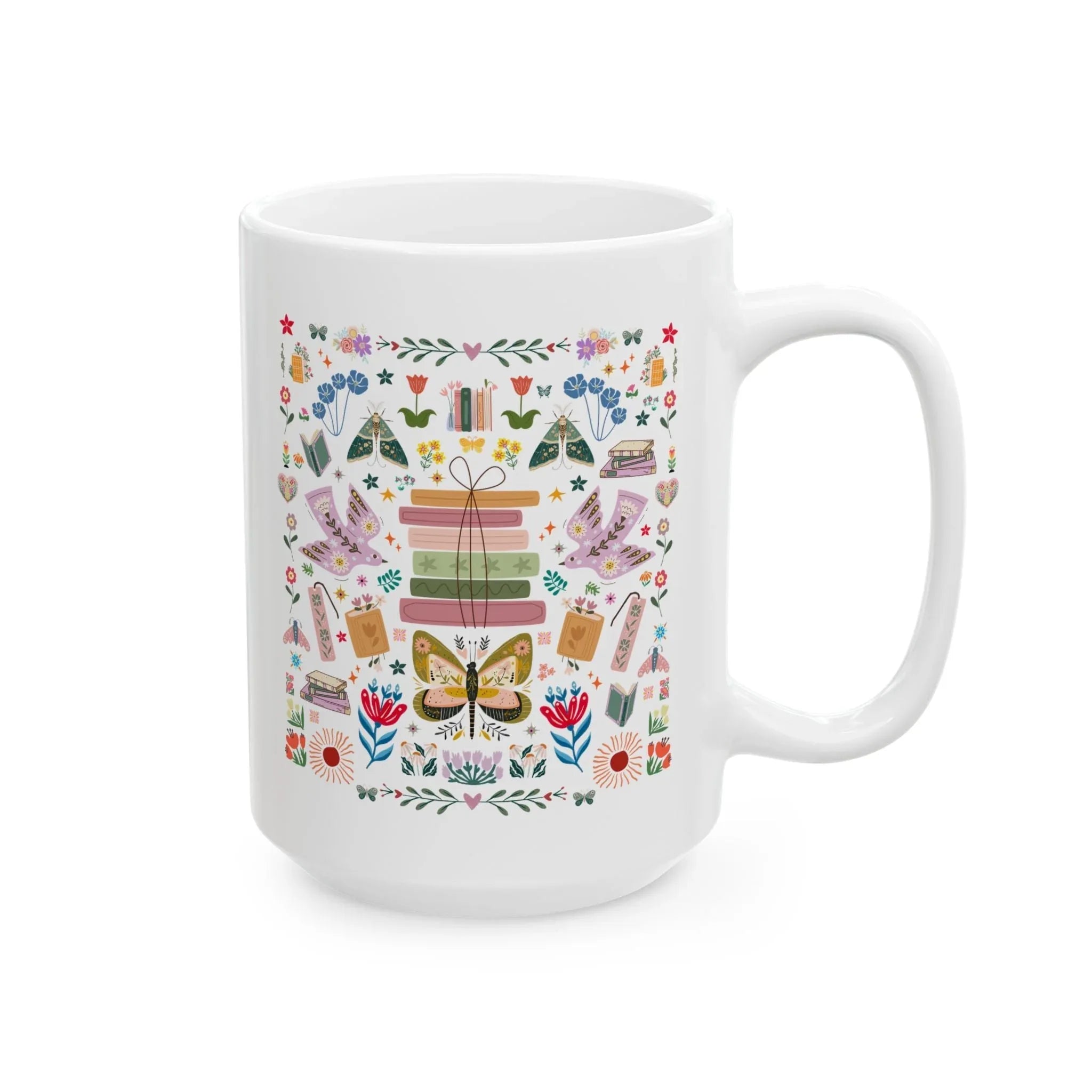 Bookish Folk Art Coffee Mug for Book Lover - BIG FRENCHIES