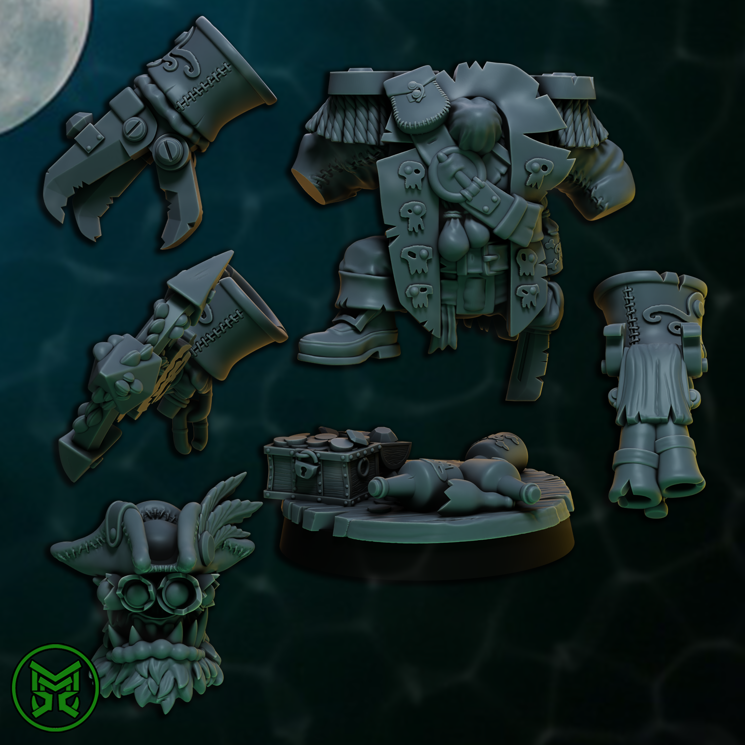 3d Printed Pirate Ork Commando Boss by Mekka Miniatures