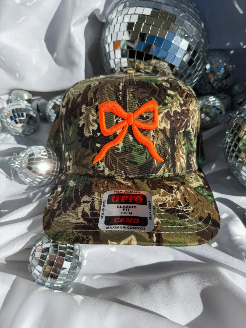 Bow Camo- Trucker Hat Bright Orange - BIG FRENCHIES