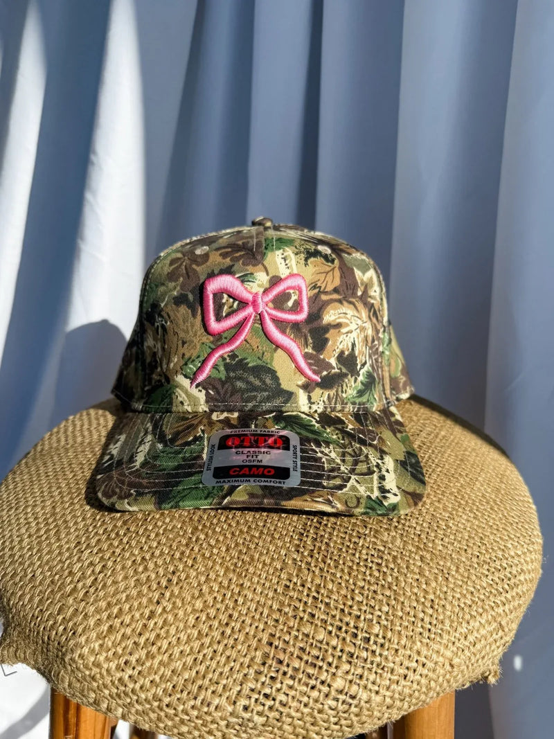 Bow Camo- Trucker Hat Pink - BIG FRENCHIES