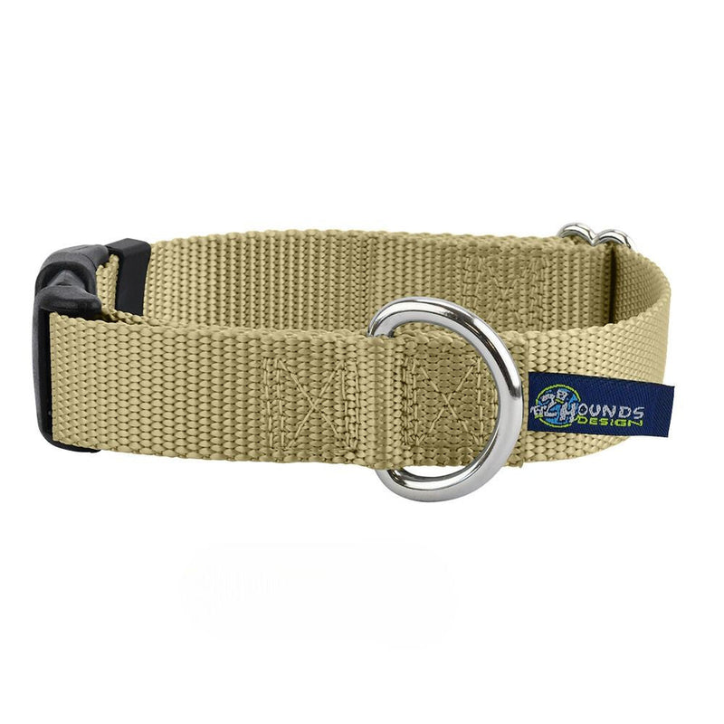 5/8″ and 1″ Tan Nylon Dog Collar-Pet Collars & Leashes-BIG FRENCHIES-2 Hounds Design