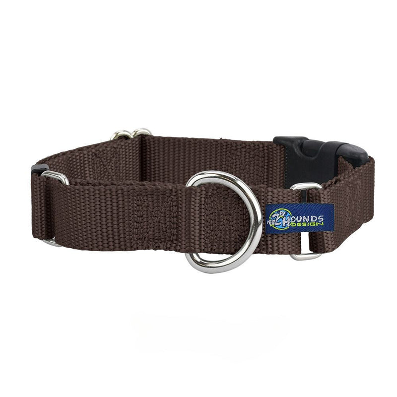 5/8″ and 1″ Brown Nylon Buckle Martingale Dog Collar-Pet Collars & Leashes-BIG FRENCHIES-2 Hounds Design
