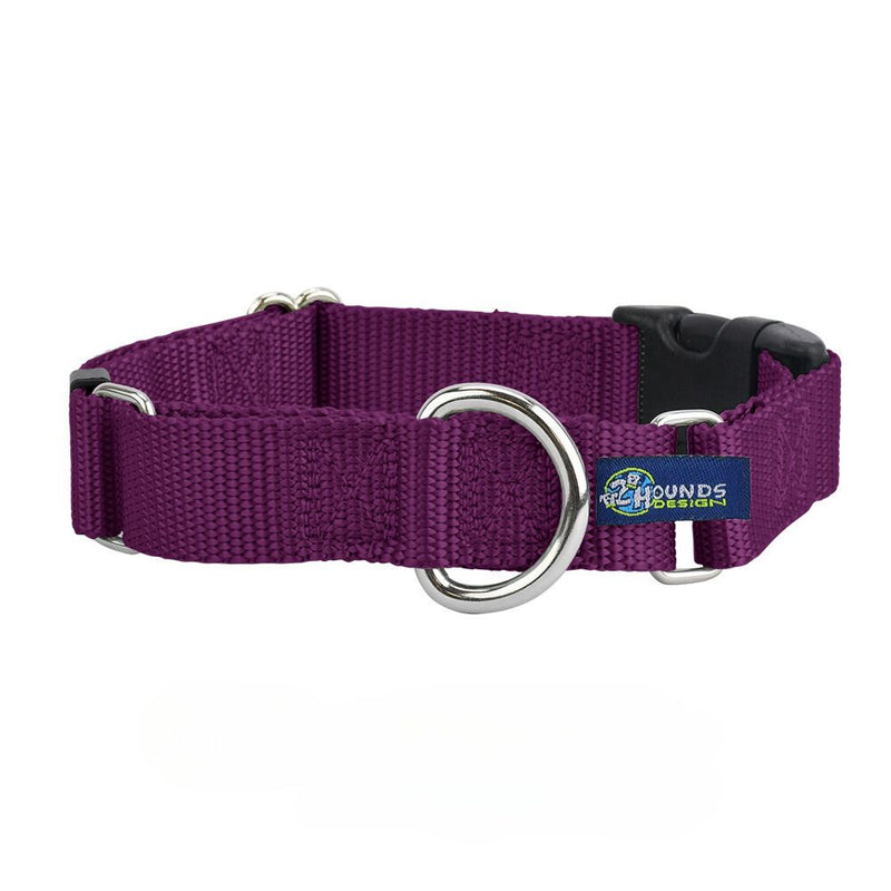5/8″ and 1″ Burgundy Nylon Buckle Martingale Dog Collar-Pet Collars & Leashes-BIG FRENCHIES-2 Hounds Design
