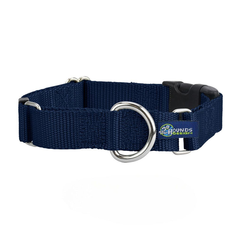 5/8″ and 1″ Navy Blue Nylon Buckle Martingale Dog Collar-Pet Collars & Leashes-BIG FRENCHIES-2 Hounds Design