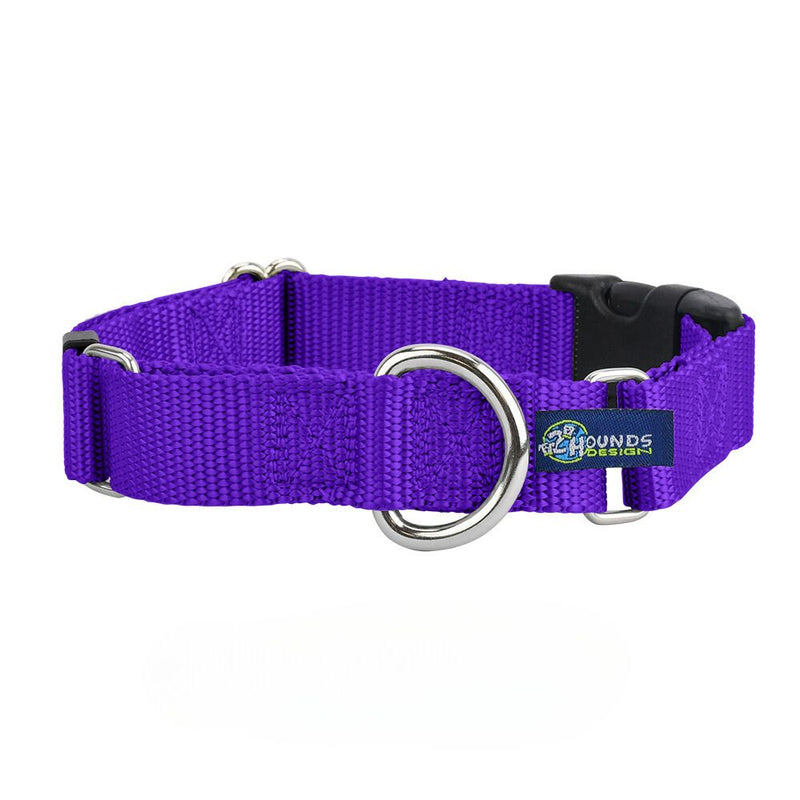 5/8″ and 1″ Purple Nylon Buckle Martingale Dog Collar-Pet Collars & Leashes-BIG FRENCHIES-2 Hounds Design