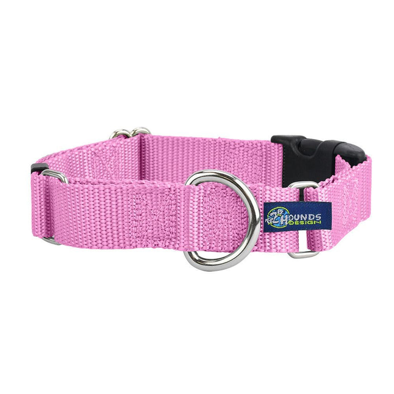 5/8″ and 1″ Rose Pink Nylon Buckle Martingale Dog Collar-Pet Collars & Leashes-BIG FRENCHIES-2 Hounds Design