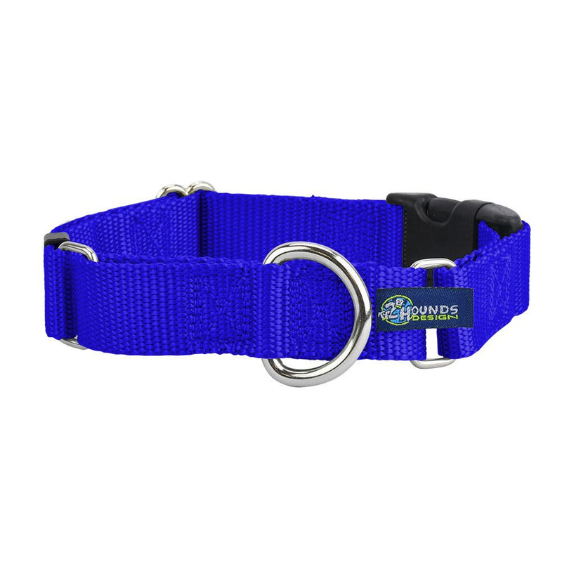 5/8″ and 1″ Royal Blue Nylon Buckle Martingale Dog Collar-Pet Collars & Leashes-BIG FRENCHIES-2 Hounds Design