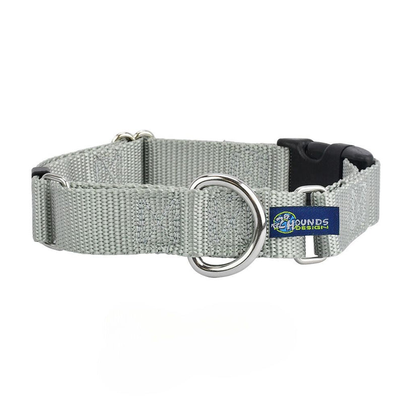 5/8″ and 1″ Silver Nylon Buckle Martingale Dog Collar-Pet Collars & Leashes-BIG FRENCHIES-2 Hounds Design
