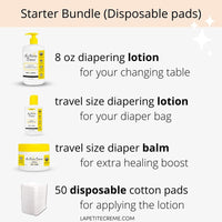 Organic French Diaper Care Gift Set by La Petite Crème (Disposable Pads)