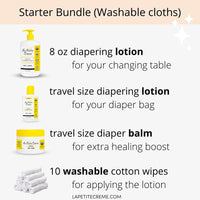 Organic French Diaper Care Gift Set by La Petite Crème (Washable Cloths)