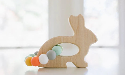 Bunny Wooden Grasping Toy with Teething Beads - BIG FRENCHIES