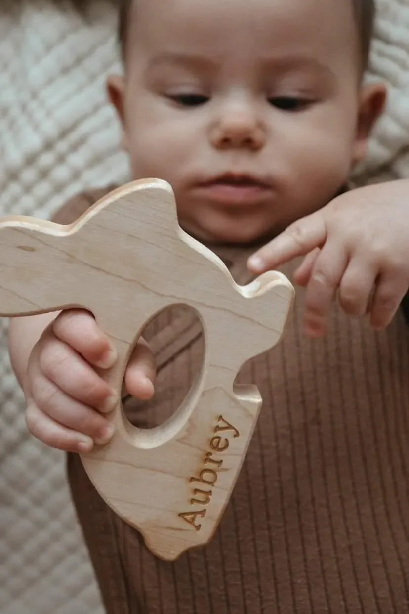 Bunny Wooden Grasping Toy with Teething Beads - BIG FRENCHIES